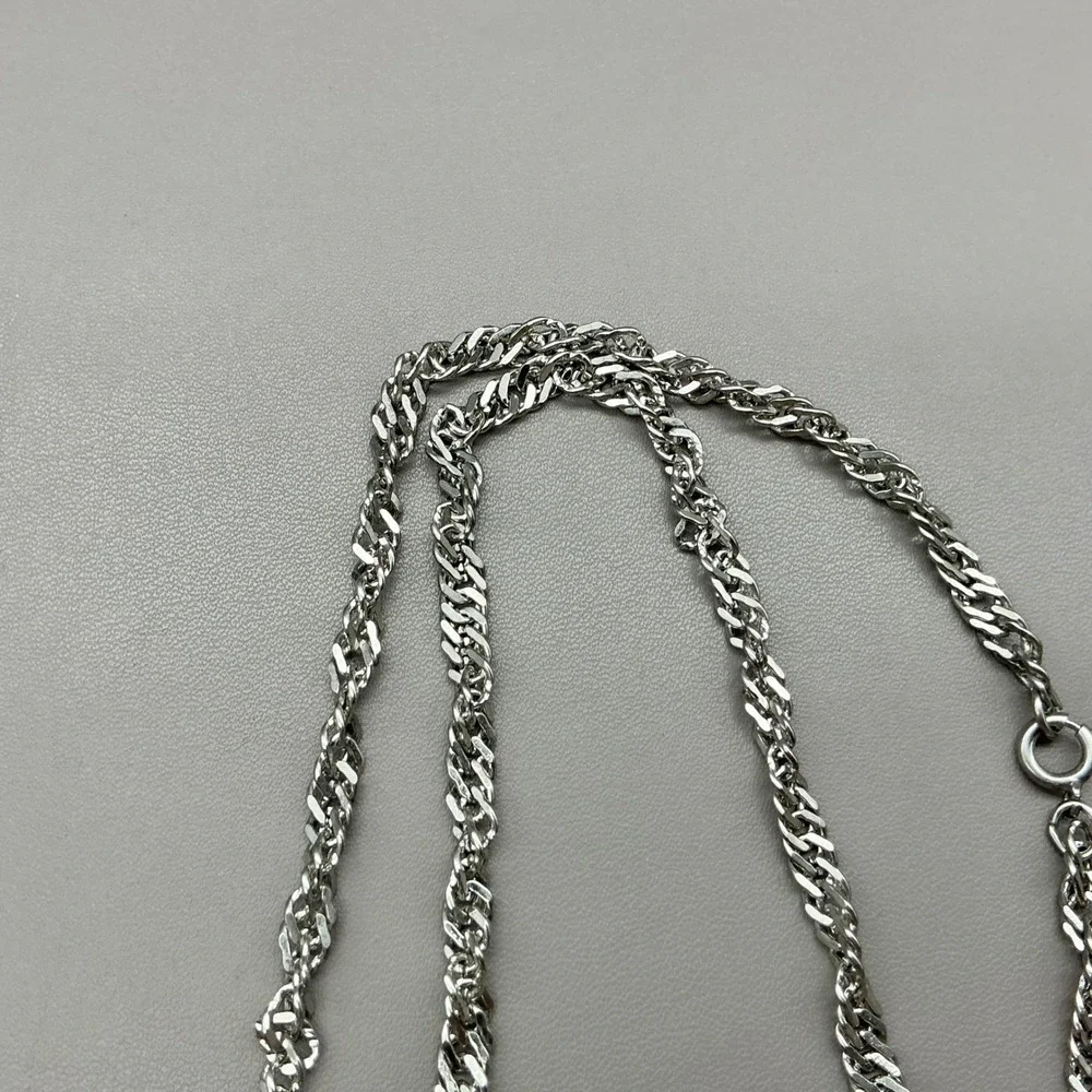 Necklace Silver Tone Twisted Rope Chain Long Layering Statement 40 Inch Classic